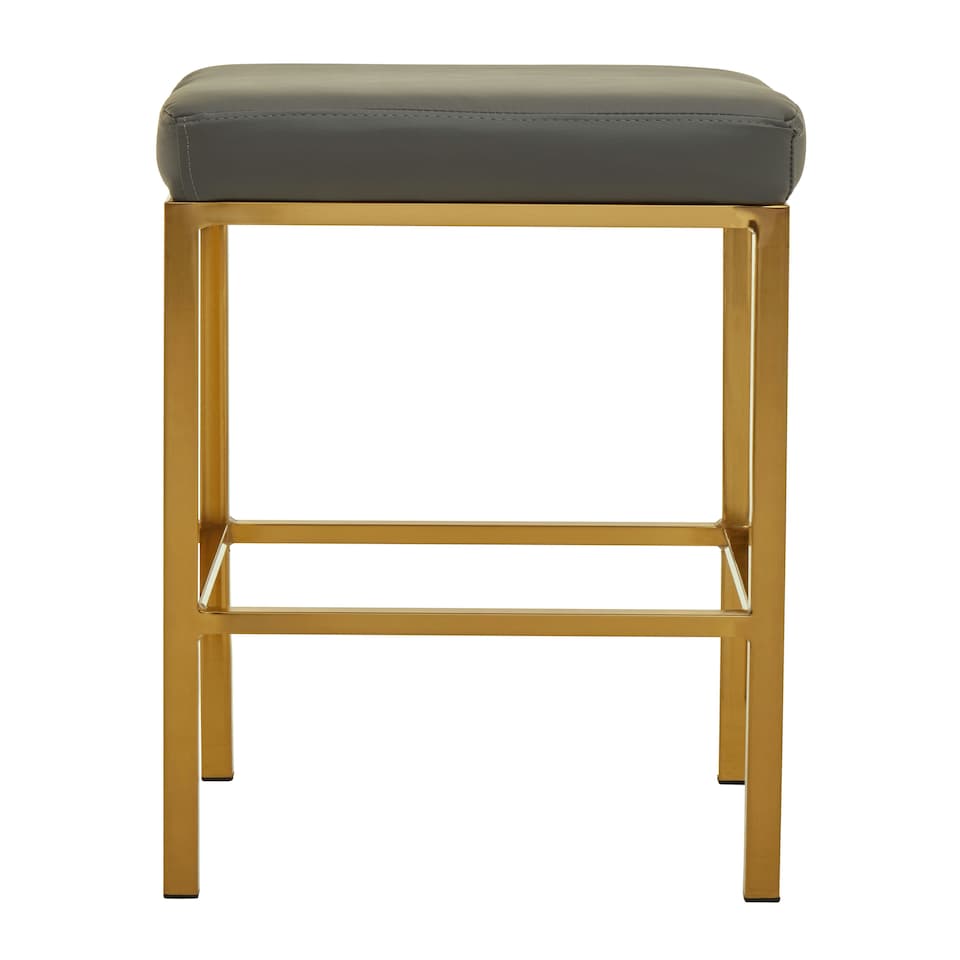 image 1 of Interiors by Premier Baina Dark Grey Pu And Gold Finish Bar Stool