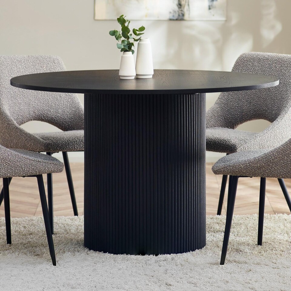 image 1 of Louis Fluted Round Dining Table - Black