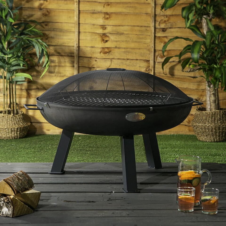 image 1 of Harbour Housewares Cast Iron Garden Fire Pit BBQ - 75cm - Grey