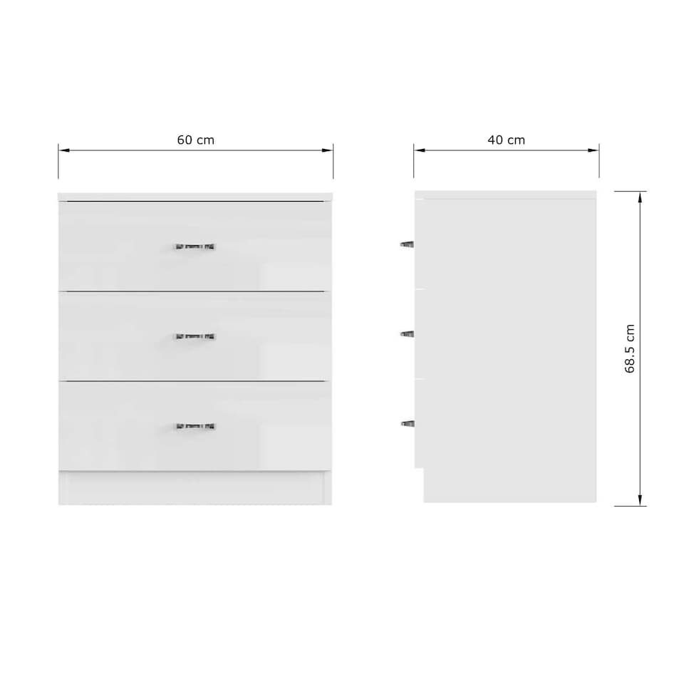 image 1 of FWStyle Chilton 3 Drawer Chest Of Drawers - White Gloss Front
