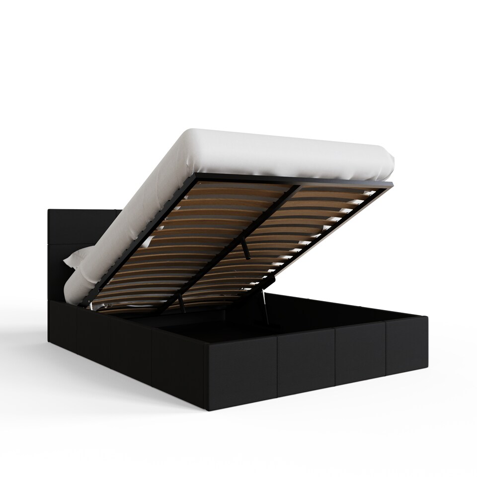 image 1 of End Lift Ottoman Storage Bed Double Black | Black | Black