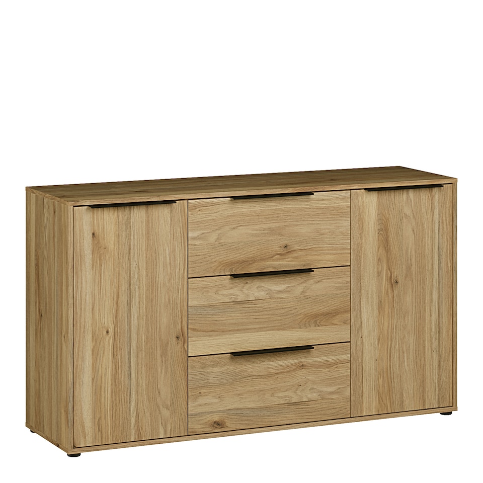 image 1 of Orkney 3 Drawer Sidebaord with 2 Doors in Mauvella Oak