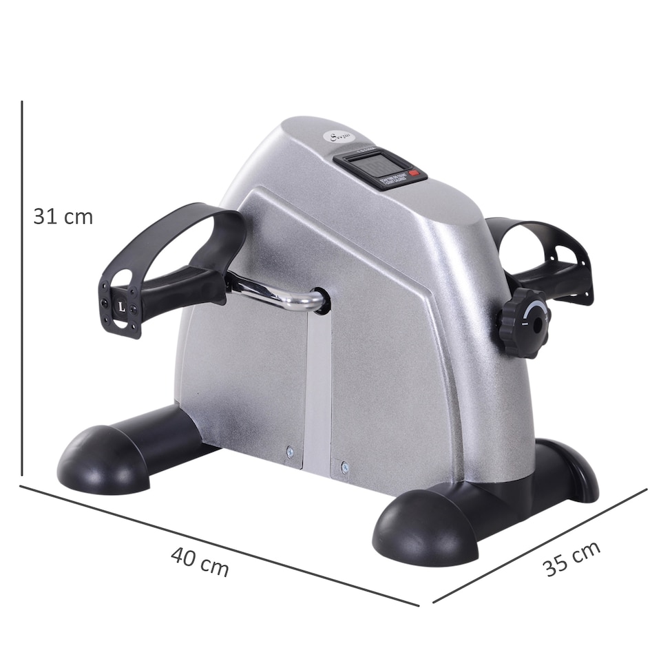 image 1 of HOMCOM Mini Exercise Bike Portable Pedal Manual Machine Indoor Fitness Silver | Silver | Silver