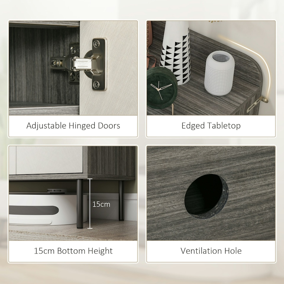 image 1 of HOMCOM Hallway Shoe Cabinet with 3 Adjustable Shelves Graphite Wood Effect