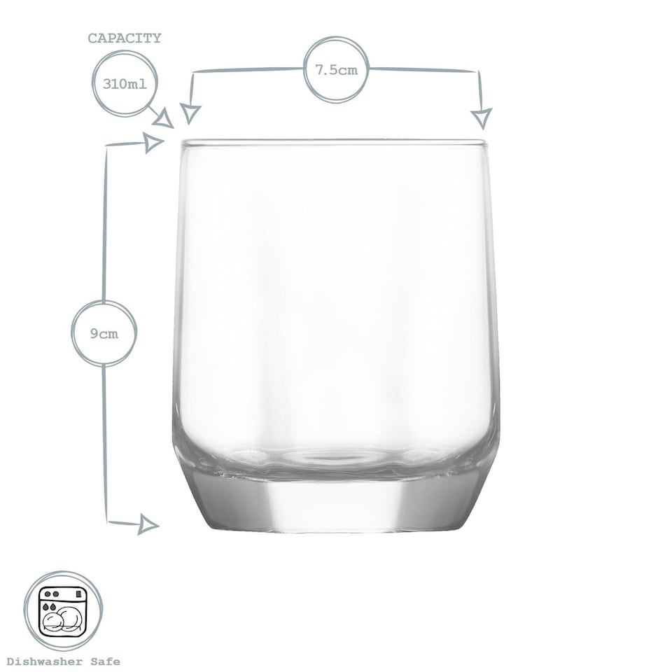 image 1 of LAV Diamond Whisky Glasses - 215ml - Clear - Pack of 6 | Clear | Clear