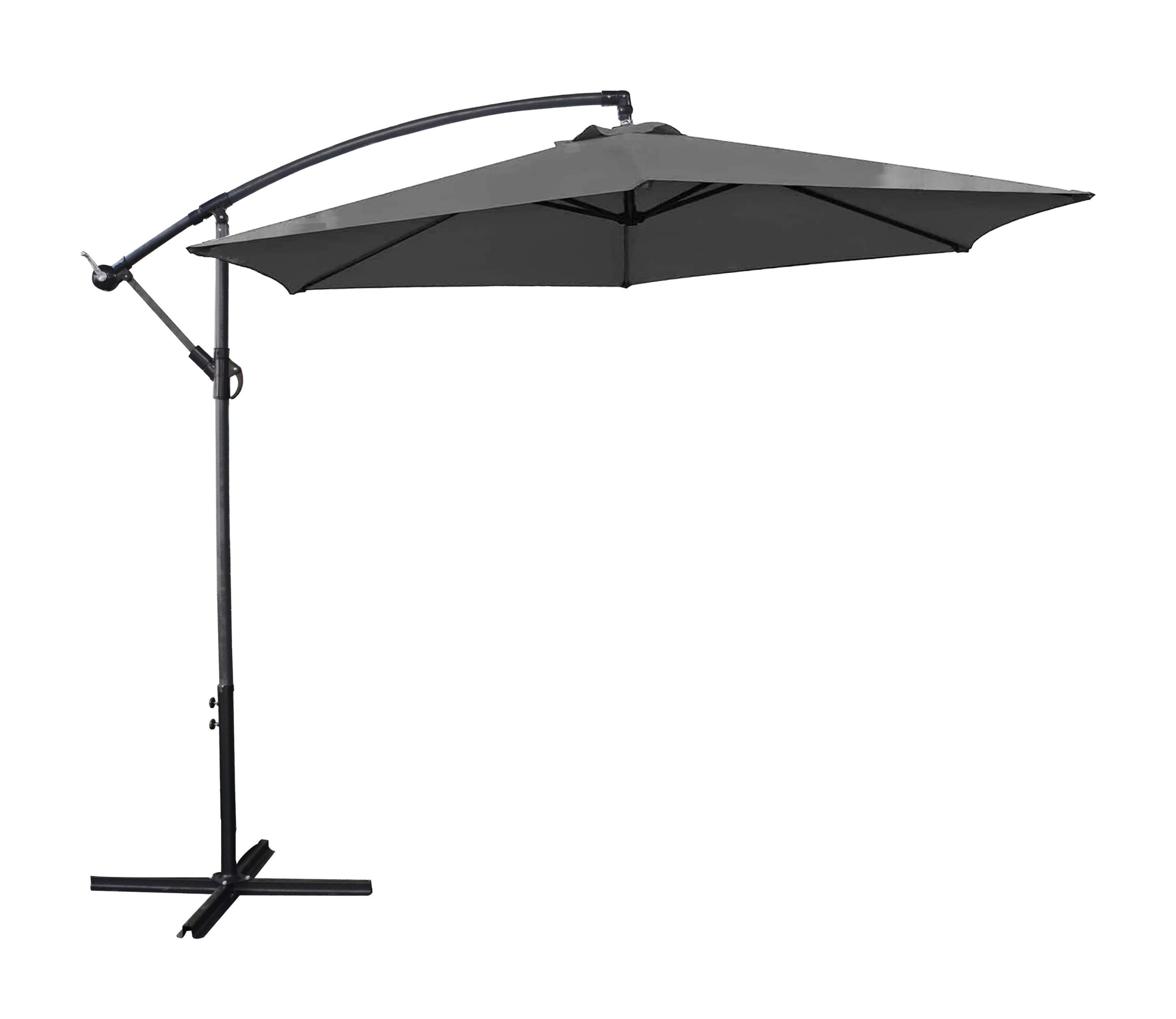 Groundlevel 3m Outdoor Cantilever Banana Garden Parasol Umbrella | Grey | Grey