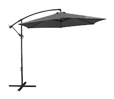 Groundlevel 3m Outdoor Cantilever Banana Garden Parasol Umbrella | Grey | Grey