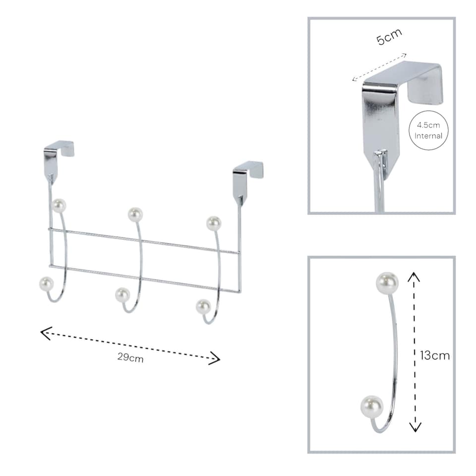 image 1 of Showerdrape Set of 2 Akoya Chrome Over Door Storage Hooks | Silver | Chrome | 2