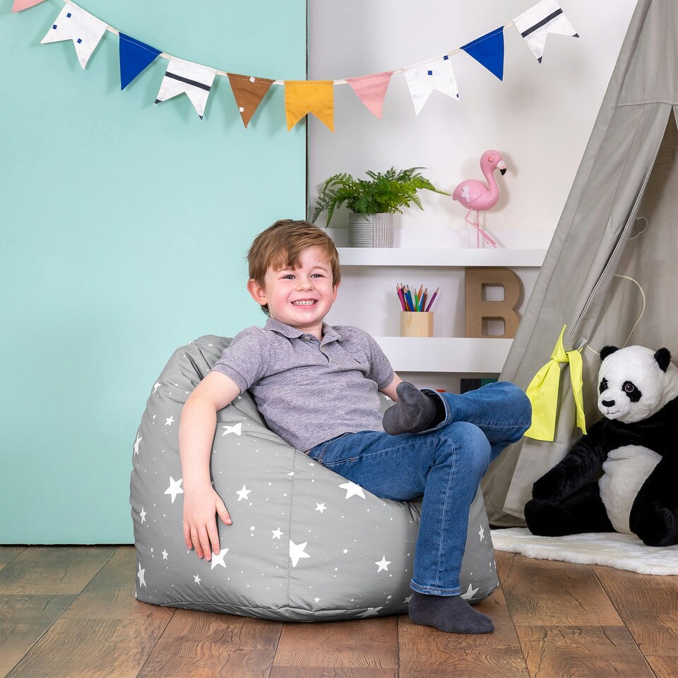 image 1 of icon Kids Starry Skies Bean Bag Chair Grey Childrens Bean Bags Grey