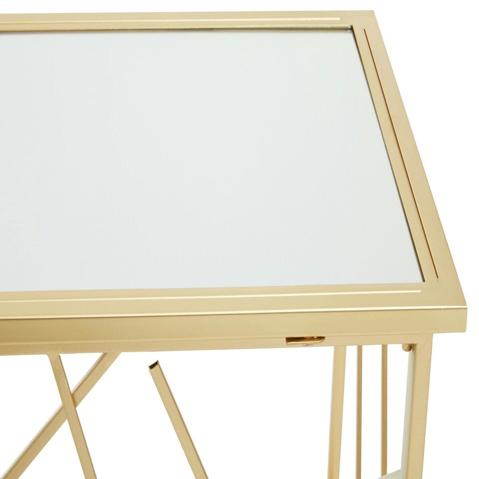 image 1 of Interiors By Premier Sleek Champagne Gold Finish Console Table With Mirror Top, Sturdy  Hallway Table, Decorative Surface Table Gold