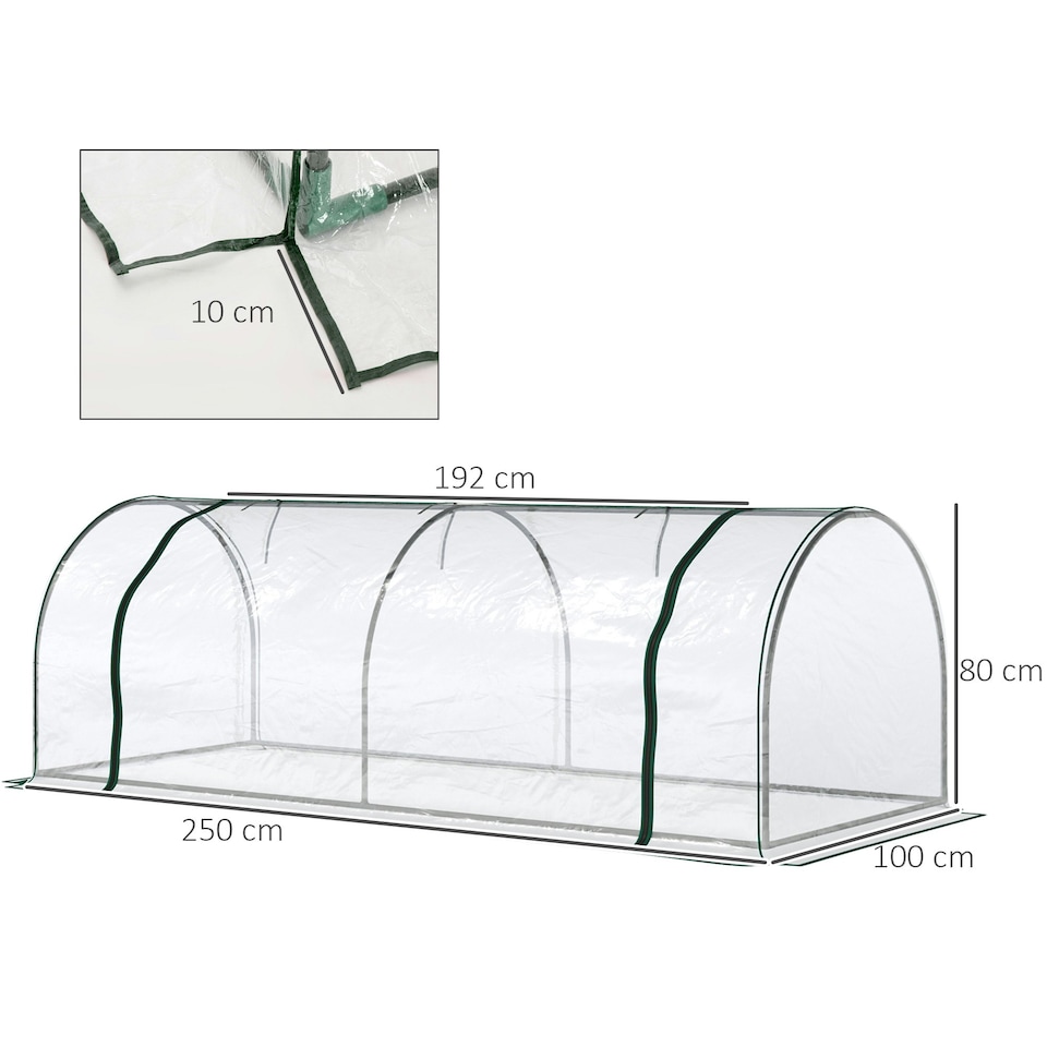 image 1 of Outsunny Tunnel Greenhouse Grow House Steel Frame PVC Transparent