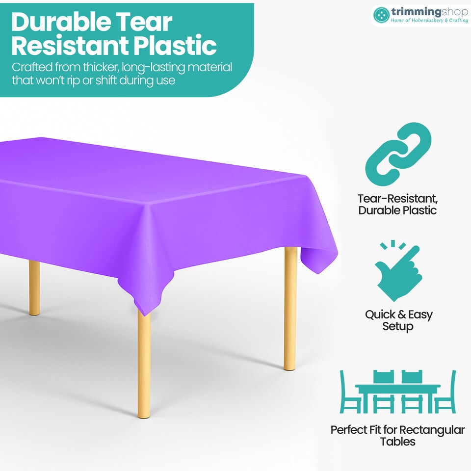 image 1 of Disposable Plastic Table Cover, Table Liner - 54" x 72"
