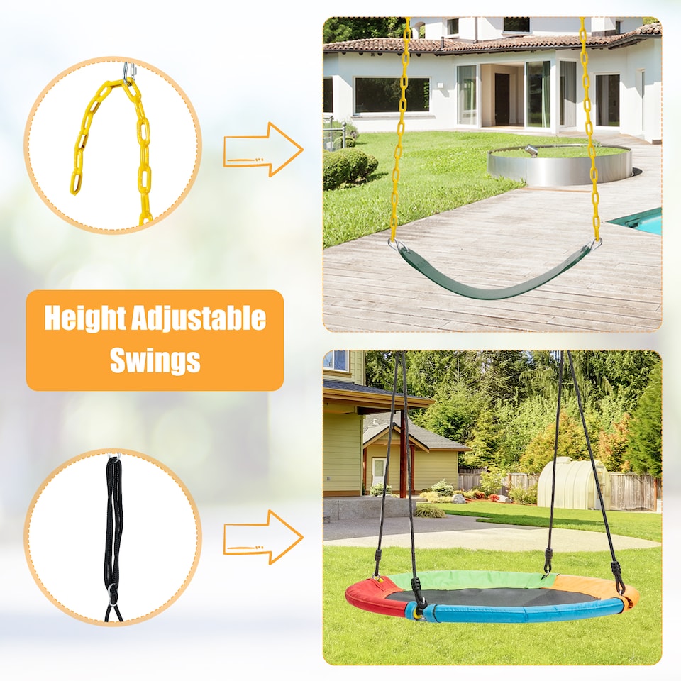 image 1 of COSTWAY Kids Double Swing without Frame 100cm Canvas Swing EVA Soft Strips
