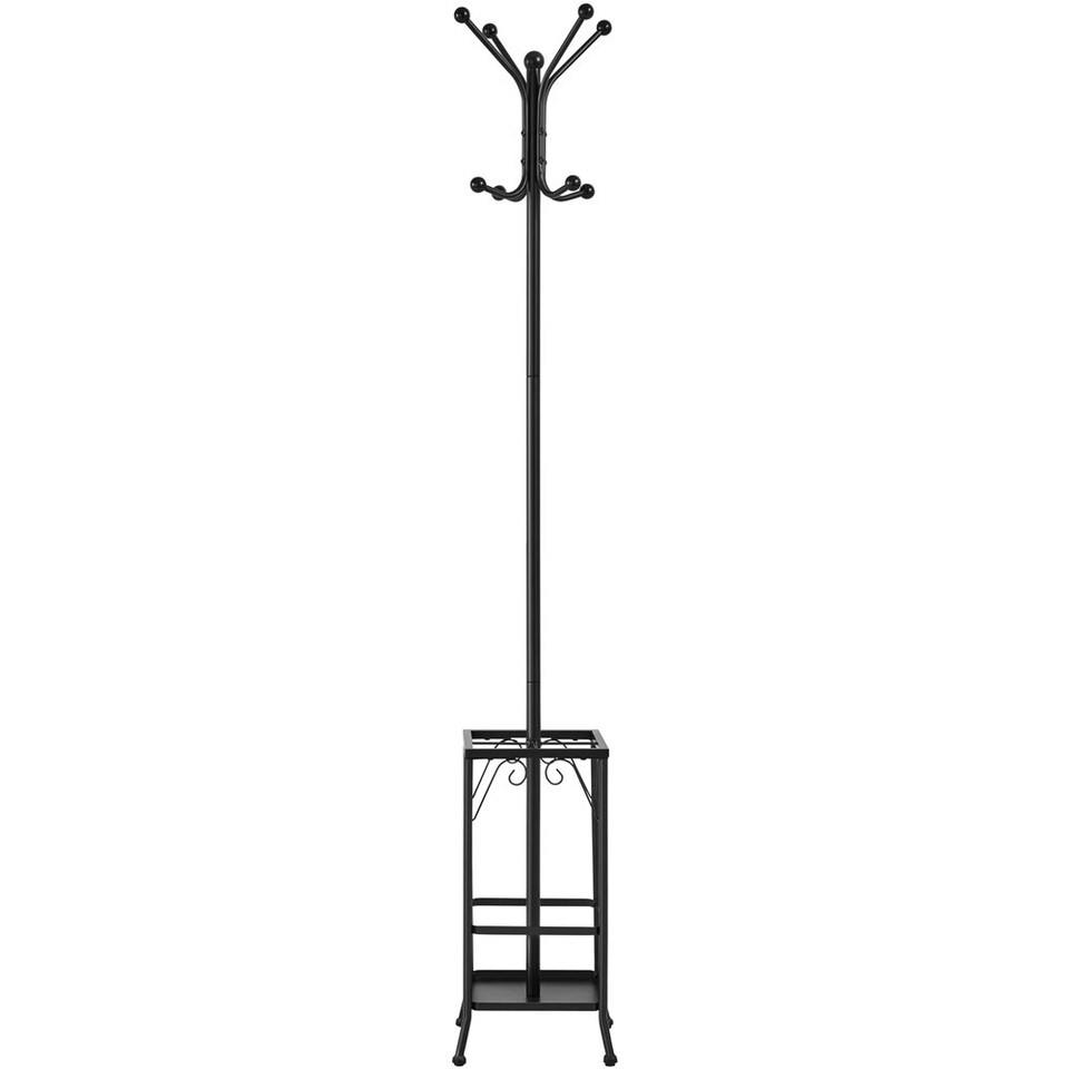 image 1 of Yaheetech Metal Standing Coat Hat Rack w/Umbrella Holder Black | One Size