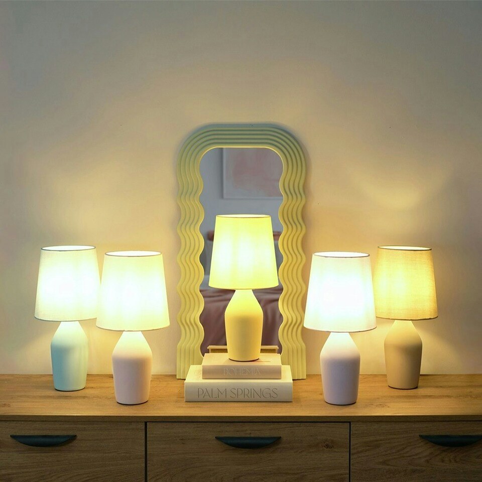 image 1 of ValueLights Arlo Rose Pink Ceramic Table Lamp with Rose Shade