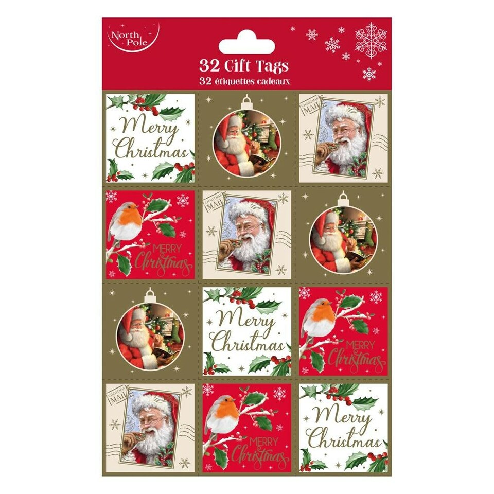 Pack of 32 Traditional Christmas Gift Tags