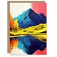 image 1 of Serene Mountain Lake Pink Sky Autumn Landscape Birthday Greeting Card