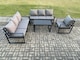 image 2 of Fimous Aluminium 7 Seater Garden Furniture Outdoor Patio Sofa Set with Rectangular Coffee Table Armchair Dark Grey