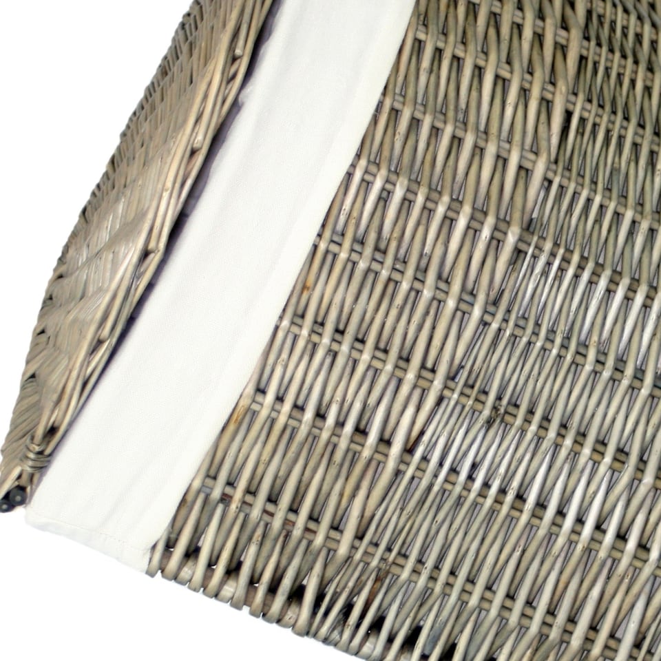 image 1 of Antique Wash Small Corner Laundry Basket | White | White