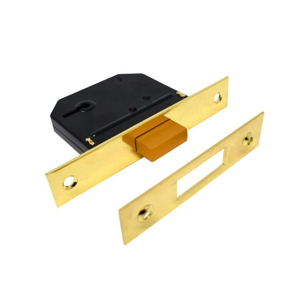 Yale Essentials 3 Lever Brass Deadlock - Black/Gold - One Size
