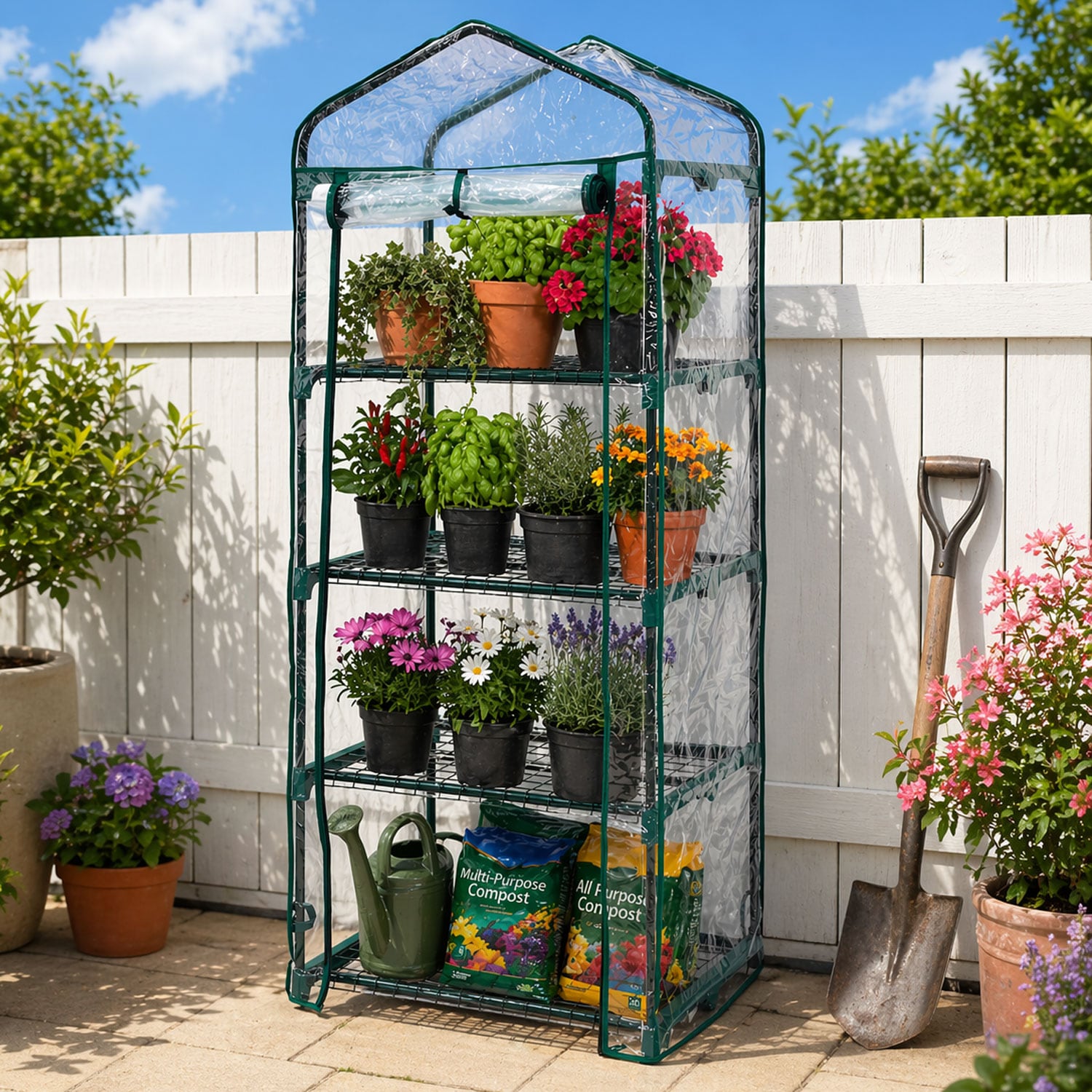 4 Tier Mini Greenhouse Indoor Outdoor Cover Grow House Steel Frame