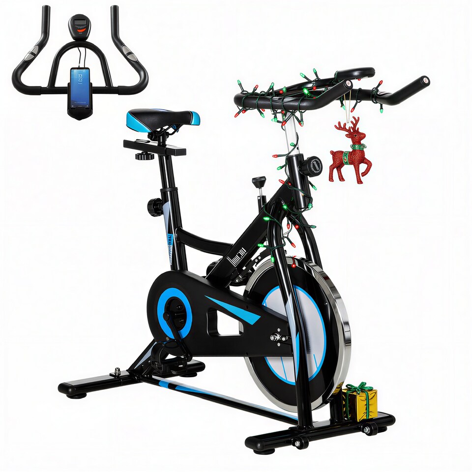 image 1 of HOMCOM 8kg Flywheel Stationary Exercise Bike Cycling Cardio Bike