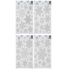 Christmas Decorations Silver Assorted Glitter Snowflake Stickers