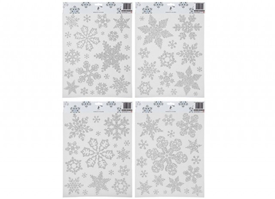 Christmas Decorations Silver Assorted Glitter Snowflake Stickers
