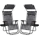 image 1 of Yaheetech 2-Piece Zero Gravity Chairs with Sunshade & Side Tray-Grey | Grey | Grey | One Size