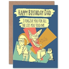 Forgive Santa Tooth Fairy Lies Father Dad Funny Birthday Card