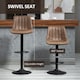 image 4 of HOMCOM Modern Bar Stools Set of 2, Height Adjustable Swivel Bar Chairs with Backrest, Gas Lift and Footrest, Leathaire Barstools for Breakfast Counter, Kitchen Island, Brown