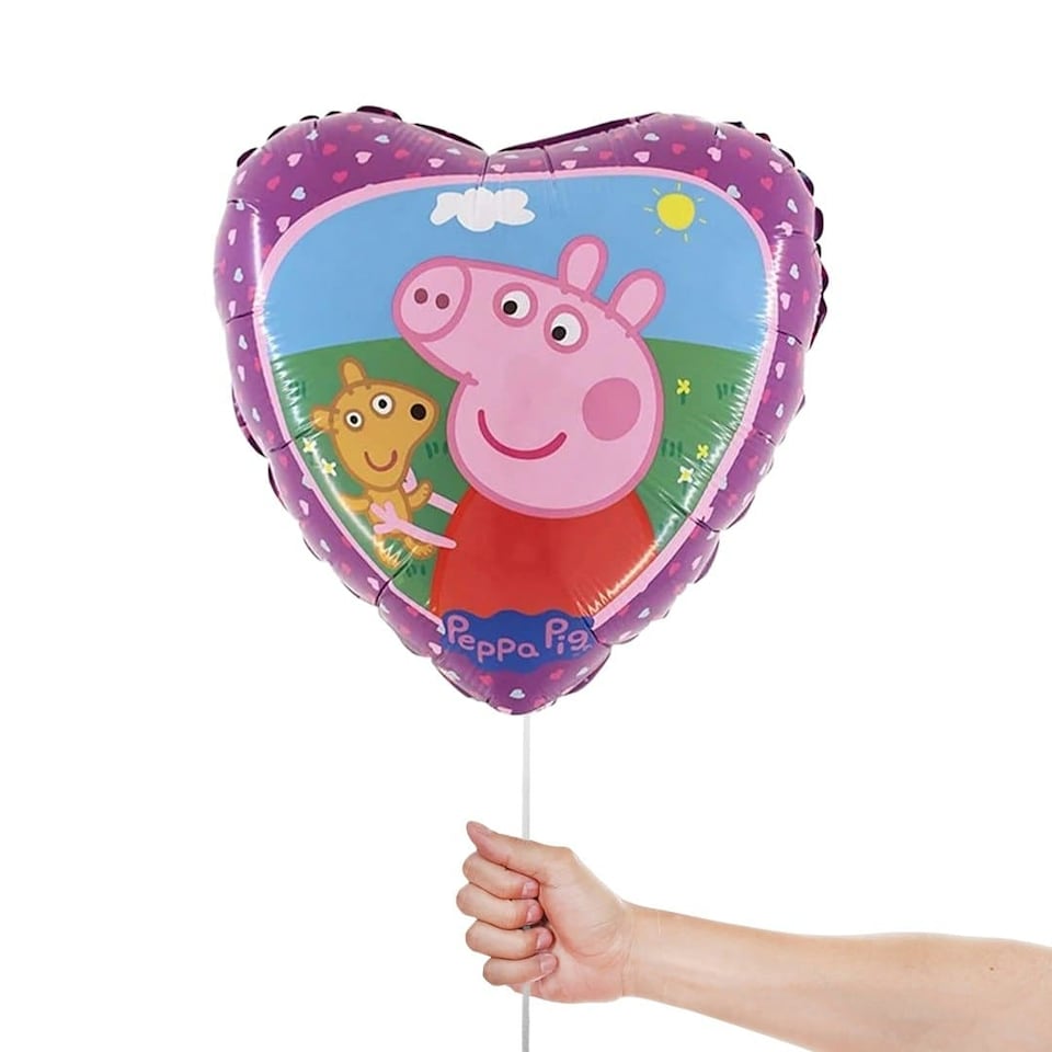 image 1 of Peppa Pig and Teddy Heart Shape Foil Helium Balloon 46cm / 18 in