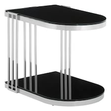 Interiors By Premier Durable Silver U Shaped Side Table, Luxurious Finish Side Table By Couch, Modern Design Lounge Table Silver