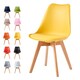 image 1 of Single Dining Chair with Solid Wooden Legs and Seat Cushion Pad Yellow - Eva by MCC