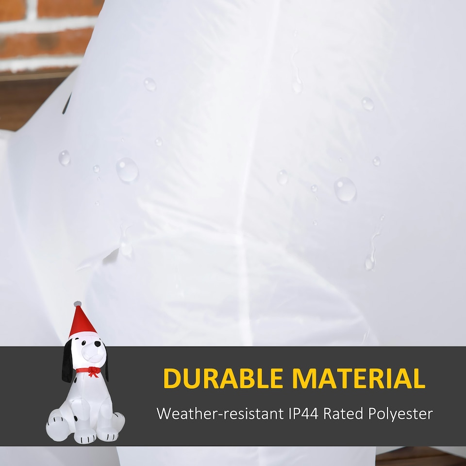 image 1 of HOMCOM 6ft Inflatable Christmas Puppy Dog Wearing Santa Hat Lighted Outdoor Decoration Blow Up Decor for Holiday Indoor