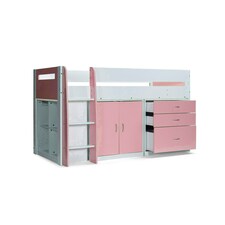 Lacy Pink Storage Mid Sleeper And Theo Pocket Sprung Mattresses