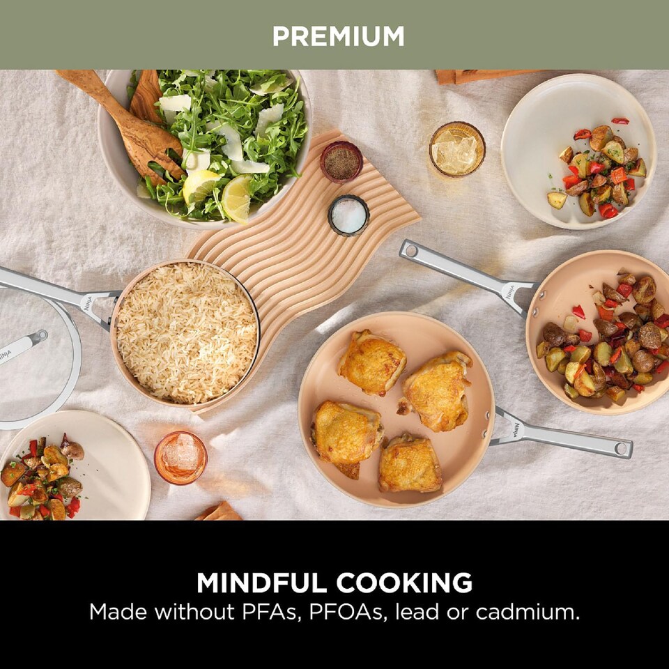 image 1 of Ninja Extended Life Ceramic 3 Piece Saucepan Set CW93000UK | Grey | Grey | 3