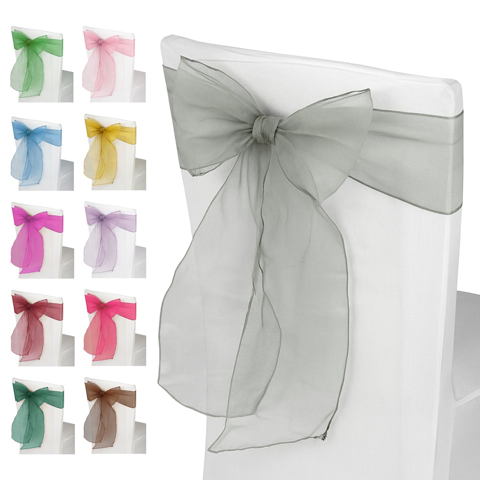 image 1 of 17 x 280cm Organza Chair Sashes, Sheer Sash Ties - 25pcs