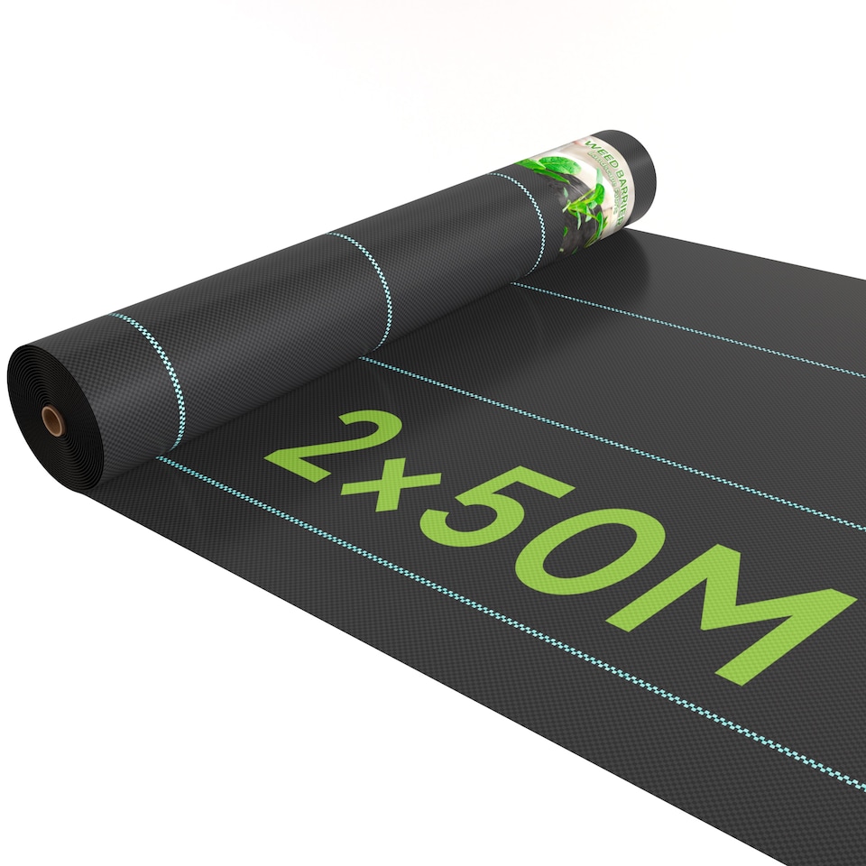 image 1 of Outsunny 2m x 100m Heavy Duty Weed Control Membrane, Weed Membrane for Landscaping Driveway Gravel Artificial Grass Lawn Underlay, Black