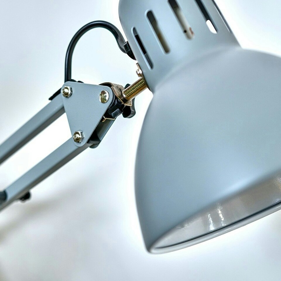 image 1 of ValueLights Retro Designer Style Adjustable Grey Metal Bedside Desk Table Lamp