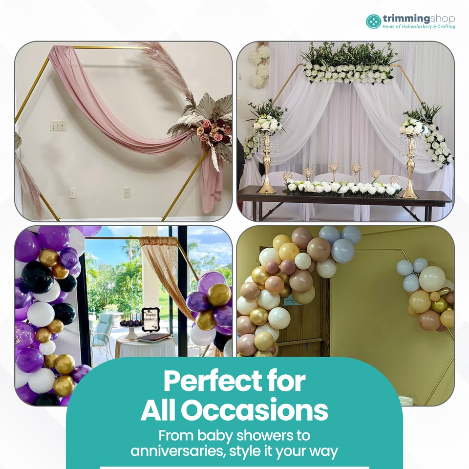image 1 of White Hexagon Arch Stand Party Background Decoration, Garden Arbors - 200cm