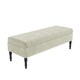 image 4 of 150cm Safar Plain Ottoman Storage Bench -Naples Shoes Bench with Black Turned Wooden Legs - Cream Upholstery Footstool Storage
