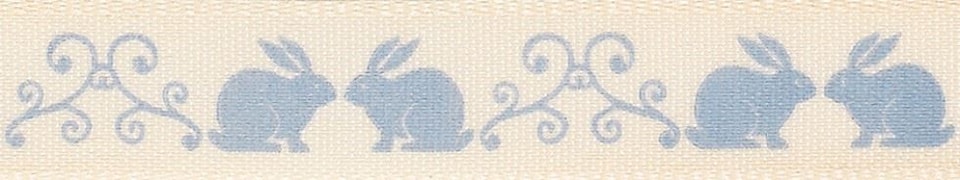 Berisfords 2 Blue 15mm Little Rabbit Ribbon for Dressmaking - per metre