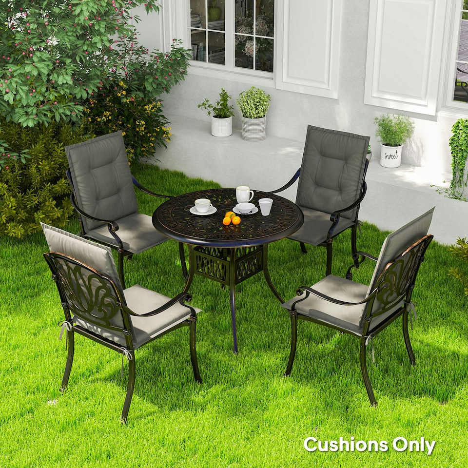 image 1 of Outsunny Set of 4 Garden Chair Cushions, Outdoor Seat Pads, Charcoal Grey