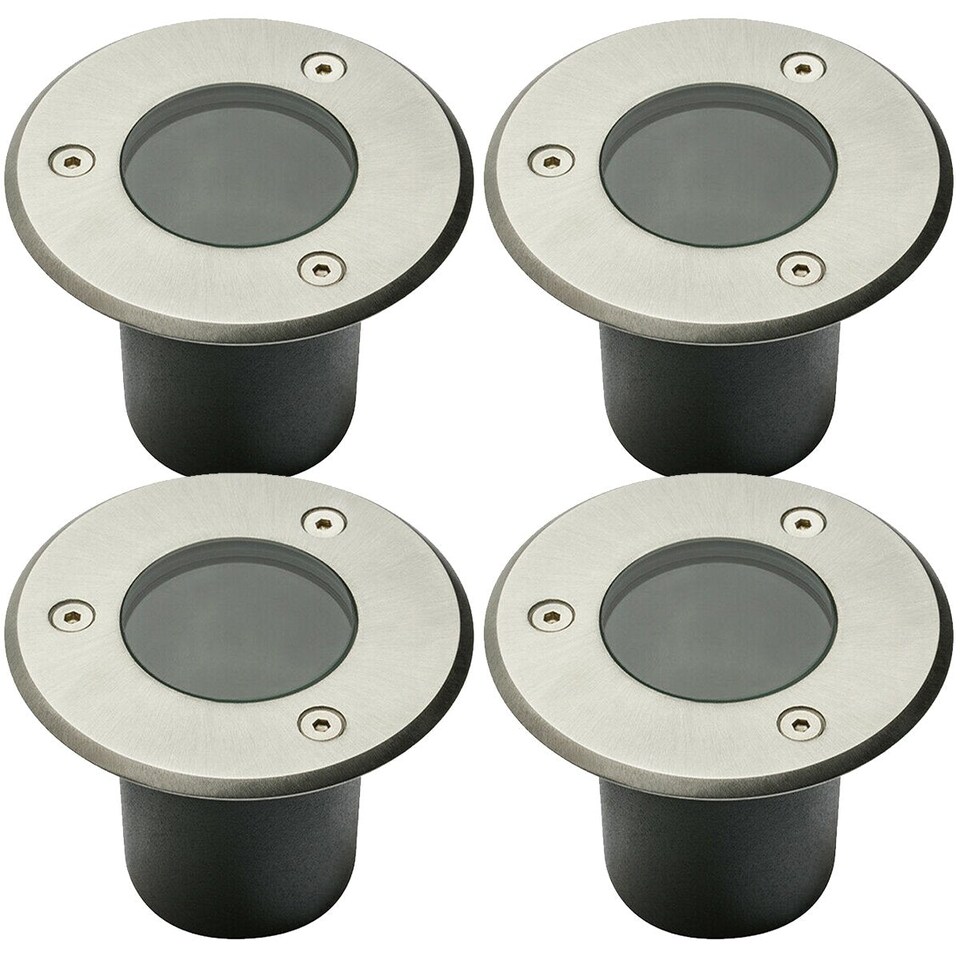 image 1 of CGC Lighting Nola Round Small Stainless Steel Effect Inground Deck Light | Silver | Stainless steel effect | Height: 10 cm, Width: 10 cm, Cut Out: 8.5 cm