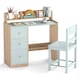 image 1 of COSTWAY Kids Study Desk and Chair Set Wooden Children Writing Desk