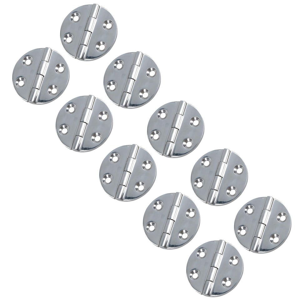 image 1 of Polished Door Circular Hinge 10 Pack Stainless Steel 64mm diameter 316 Marine Cabin