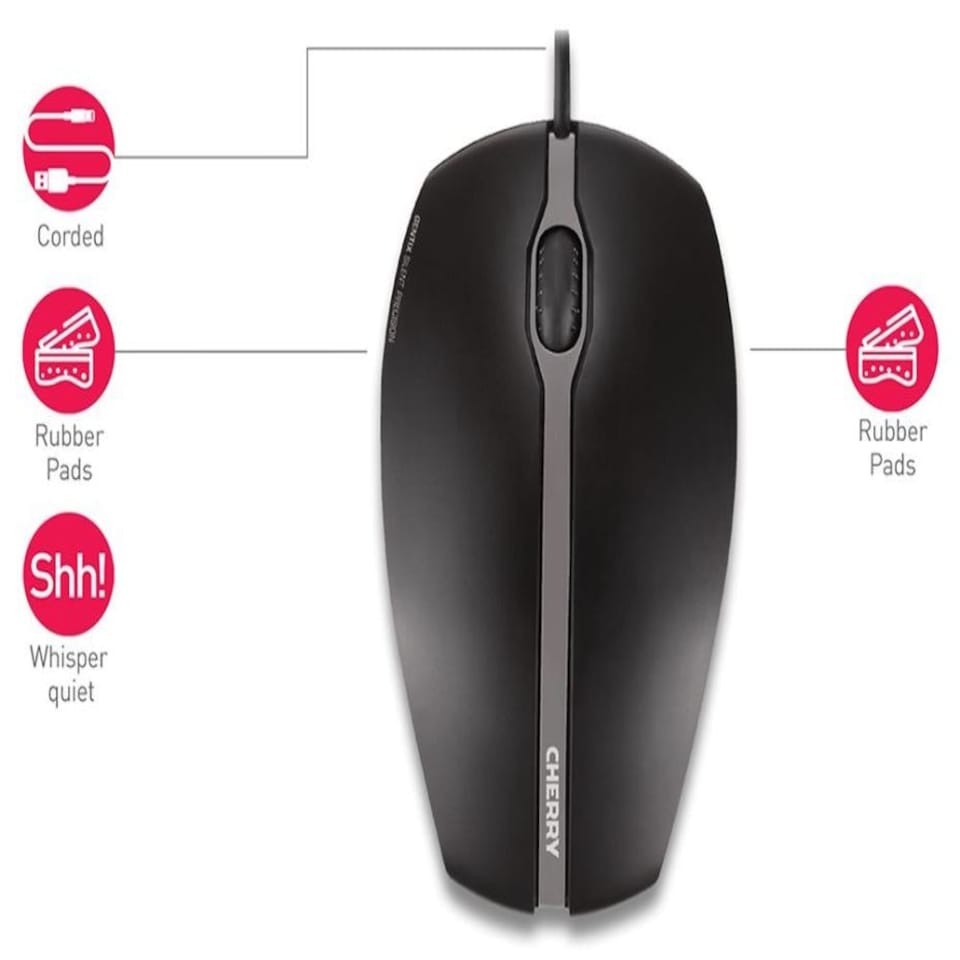 CHERRY - CHERRY GENTIX Silent Corded Mouse, Black