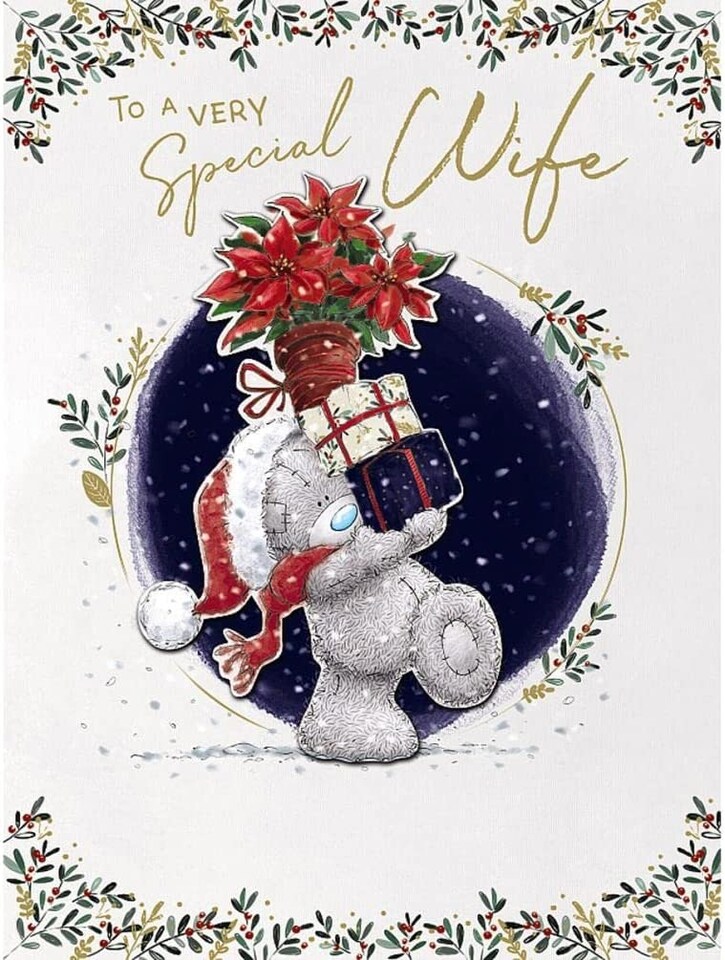 image 1 of Bear And Presents Special Wife Large Christmas Card
