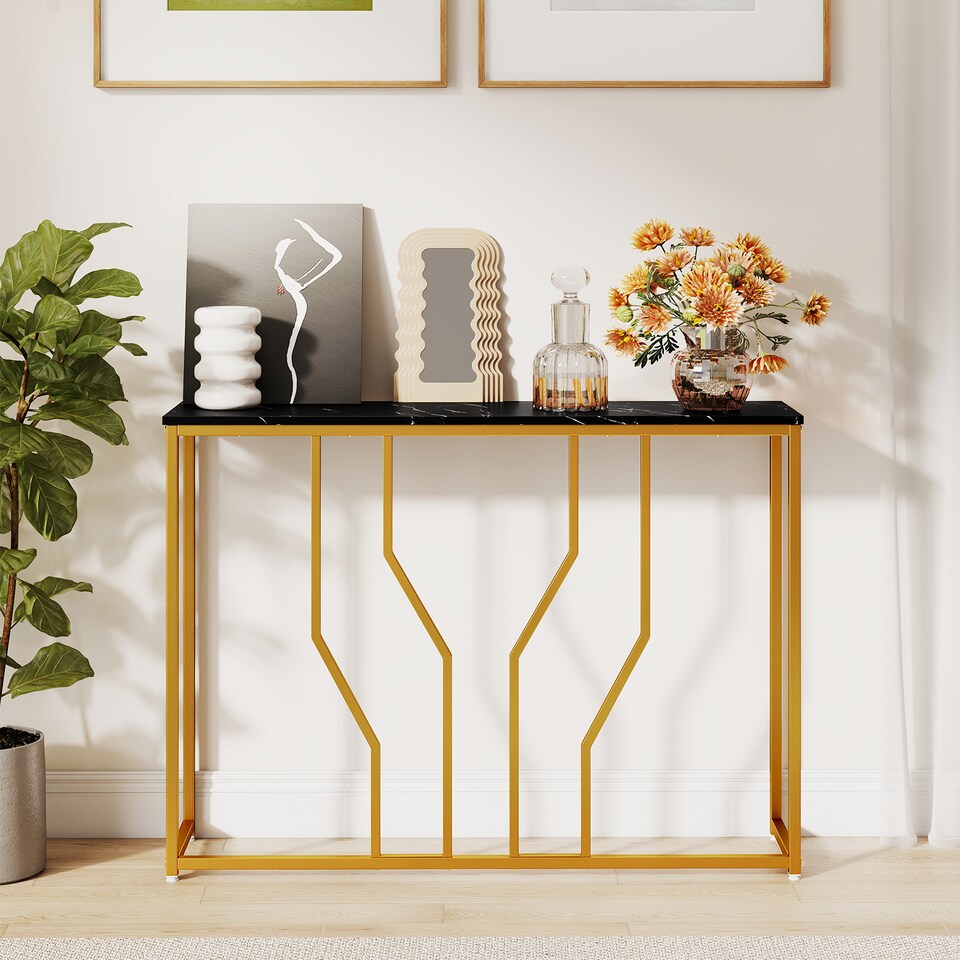 image 1 of COSTWAY Console Table 110 cm Modern Entryway Table Black